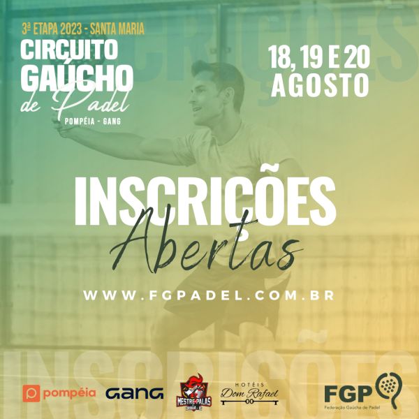 Inscri Es Abertas Para A Etapa Do Circuito Ga Cho De Padel Pomp Ia